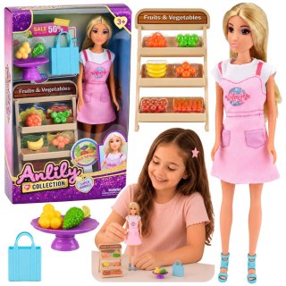 LEAN Toys Lalka Anlily Sprzedawczyni Warzyw I Owoców Sklep Akcesoria Zestaw