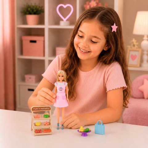 LEAN Toys Lalka Anlily Sprzedawczyni Warzyw I Owoców Sklep Akcesoria Zestaw