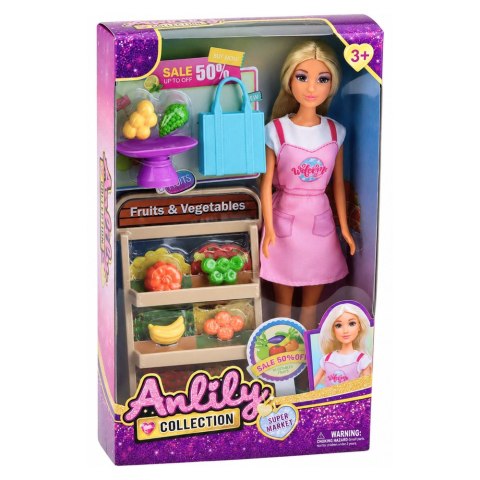 LEAN Toys Lalka Anlily Sprzedawczyni Warzyw I Owoców Sklep Akcesoria Zestaw
