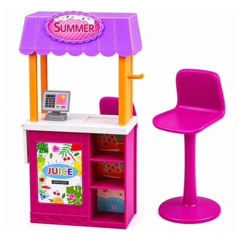 LEAN Toys Lalka Anlily Sprzedawczyni Ze Stoiskiem Napoje Przekąski Akcesoria Zestaw