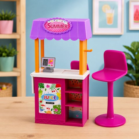 LEAN Toys Lalka Anlily Sprzedawczyni Ze Stoiskiem Napoje Przekąski Akcesoria Zestaw