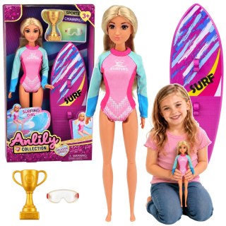 LEAN Toys Lalka Anlily Surferka W Kombinezonie Z Deską Surfingową Akcesoria Zestaw
