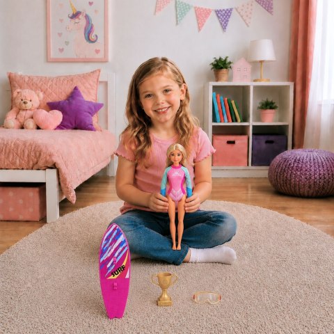 LEAN Toys Lalka Anlily Surferka W Kombinezonie Z Deską Surfingową Akcesoria Zestaw