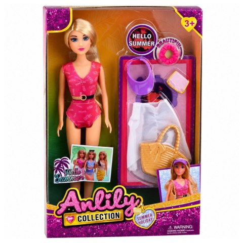LEAN Toys Lalka Anlily W Stroju Kąpielowym Plażowiczka Torba Akcesoria Zestaw