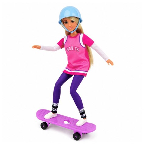LEAN Toys Lalka Anlily Z Fioletowa Deskorolką Skejterka Kask Długa Bluza Zestaw
