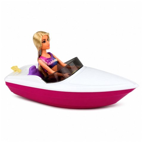 LEAN Toys Lalka Anlily w Motorówce Piesek Szczeniak Kamizelka Deska Akcesoria Zestaw