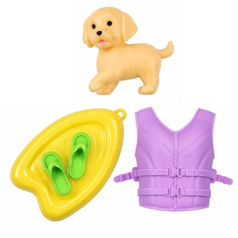 LEAN Toys Lalka Anlily w Motorówce Piesek Szczeniak Kamizelka Deska Akcesoria Zestaw