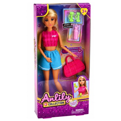 LEAN Toys Lalka Anlily w Stroju Sportowym Hantle Torba Bidon Akcesoria Zestaw