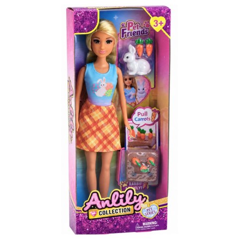 LEAN Toys Lalka Anlily z Białym Królikiem I Marchewkami Podstawka Na Marchewki Zestaw