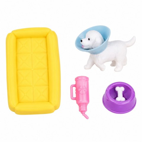 LEAN Toys Lalka Anlily z Białym Pieskiem w Kołnierzu Legowisko Akcesoria Zestaw
