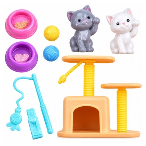 LEAN Toys Lalka Anlily z Kotkami Drapak Akcesoria Dla Kotów Miski Zabawki Zestaw