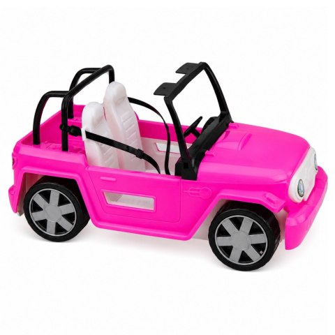 LEAN Toys Lalka Bella w Kolorowej Sukience Różowy Samochód Kabriolet Zestaw
