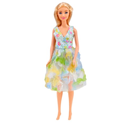 LEAN Toys Lalka Bella w Kolorowej Sukience Różowy Samochód Kabriolet Zestaw