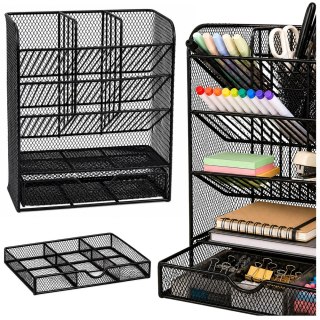 LEAN Toys Metalowy Organizer Biurkowy Na Przybory Akcesoria Pisaki Czarny