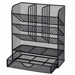 LEAN Toys Metalowy Organizer Biurkowy Na Przybory Akcesoria Pisaki Czarny