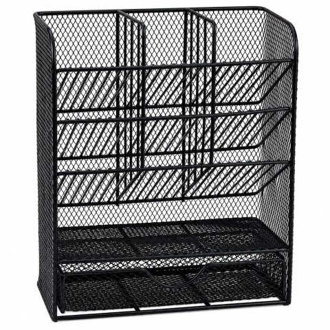 LEAN Toys Metalowy Organizer Biurkowy Na Przybory Akcesoria Pisaki Czarny