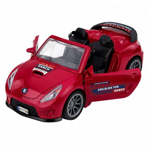LEAN Toys Samochód Kabriolet Bordowy Z Przyczepą Dla Konia Otwierane Drzwi Zestaw