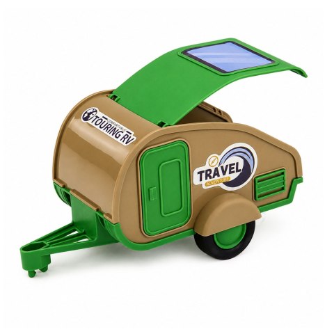 LEAN Toys Samochód Terenowy z Kamperem Dźwięki Zielono Brązowy Zestaw Turystyczny