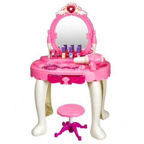 LEAN Toys Toaletka Dziecięca z Krzesełkiem Światła Suszarka Akcesoria Dźwięki Różowa
