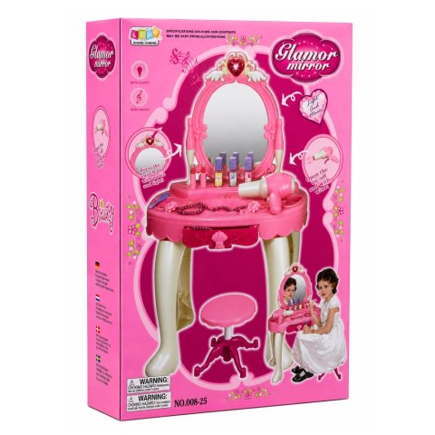 LEAN Toys Toaletka Dziecięca z Krzesełkiem Światła Suszarka Akcesoria Dźwięki Różowa