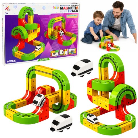 LEAN Toys Tor Magnetyczny Z Elektrycznym Pociągiem 3D Kreatywny Konstrukcyjny 67 el.
