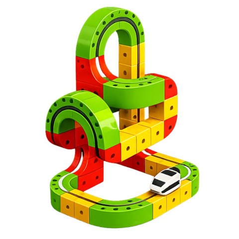 LEAN Toys Tor Magnetyczny Z Elektrycznym Pociągiem 3D Kreatywny Konstrukcyjny 67 el.