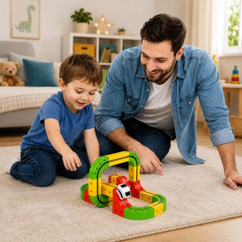 LEAN Toys Tor Magnetyczny Z Elektrycznym Pociągiem 3D Kreatywny Konstrukcyjny 67 el.