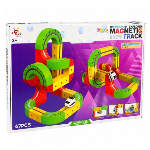 LEAN Toys Tor Magnetyczny Z Elektrycznym Pociągiem 3D Kreatywny Konstrukcyjny 67 el.
