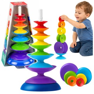 LEAN Toys Zakręcona Wieża Sensoryczna Układanka Edukacyjna Dla Malucha Kolorowa