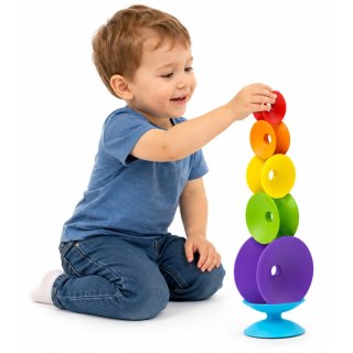 LEAN Toys Zakręcona Wieża Sensoryczna Układanka Edukacyjna Dla Malucha Kolorowa