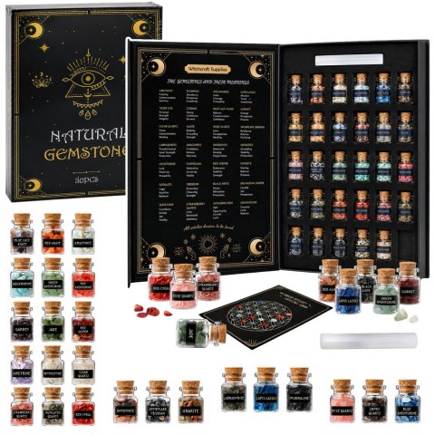 LEAN Toys Zestaw Kryształów Minerałów Kamieni Szlachetnych w Słoiczkach Książka 30el.