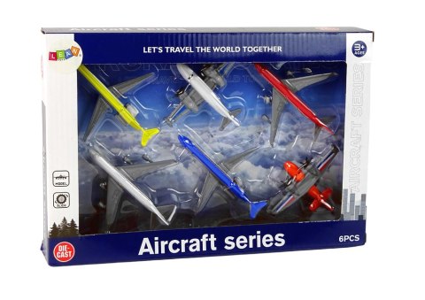 LEAN Toys Zestaw Samoloty Pasażerskie Różne Kolory 6 Sztuk