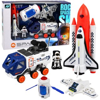 LEAN Toys Zestaw Kosmiczny Rakieta Wahadłowiec Dron Astronauta Satelita Pojazd