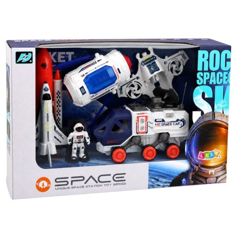 LEAN Toys Zestaw Kosmiczny Rakieta Wahadłowiec Dron Astronauta Satelita Pojazd