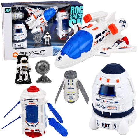 LEAN Toys Zestaw Kosmiczny Statek Satelita Kapsuła Antena Komunikacyjna Astronauta
