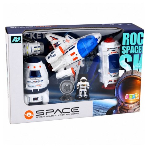 LEAN Toys Zestaw Kosmiczny Statek Satelita Kapsuła Antena Komunikacyjna Astronauta