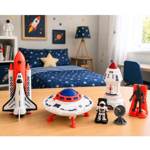 LEAN Toys Zestaw Kosmiczny Statek Ufo Rakieta Wahadłowiec Kosmita Kosmonauta Antena
