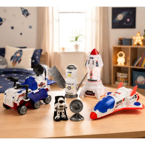 LEAN Toys Zestaw Kosmiczny Wahadłowiec Rakieta Pojazd Badawczy Kosmonauta Satelita