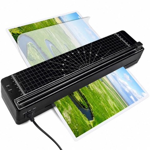 LEAN Laminator Ze Zgrzewarką i Gilotyną 3W1 Do Dokumentów Zdjęć A3 Czarny