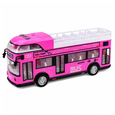 LEAN Toys Autobus Miejski Piętrowy Otwierane Drzwi Światła Dźwięki Różowy