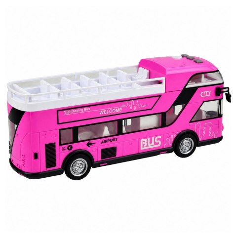 LEAN Toys Autobus Miejski Piętrowy Otwierane Drzwi Światła Dźwięki Różowy