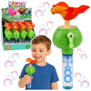 LEAN Toys Bańki Mydlane Z Kurą Rusza Skrzydłami Dźwięk Piszczałki Korbka 40ML