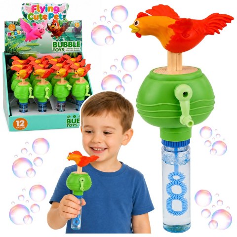 LEAN Toys Bańki Mydlane Z Kurą Rusza Skrzydłami Dźwięk Piszczałki Korbka 40ML