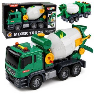 LEAN Toys Ciężarówka Betoniarka Z Obrotowym Bębnem Światła Dźwięki Zielona