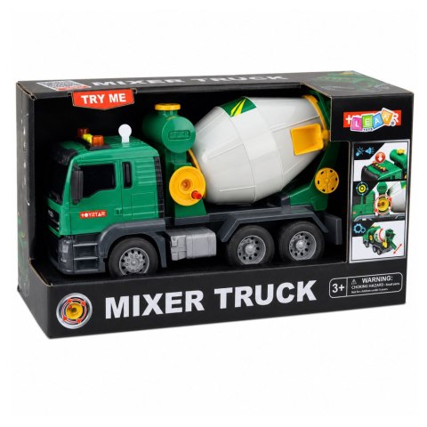 LEAN Toys Ciężarówka Betoniarka Z Obrotowym Bębnem Światła Dźwięki Zielona