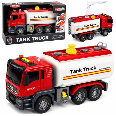 LEAN Toys Ciężarówka Cysterna System Wodny Lanie Wody Z Węża Światła Dźwięki Czerwona