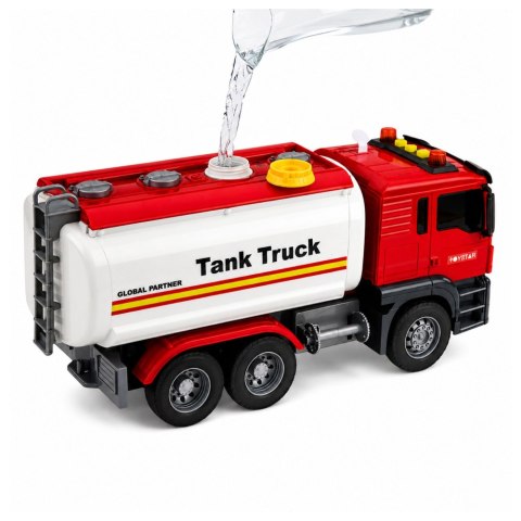 LEAN Toys Ciężarówka Cysterna System Wodny Lanie Wody Z Węża Światła Dźwięki Czerwona