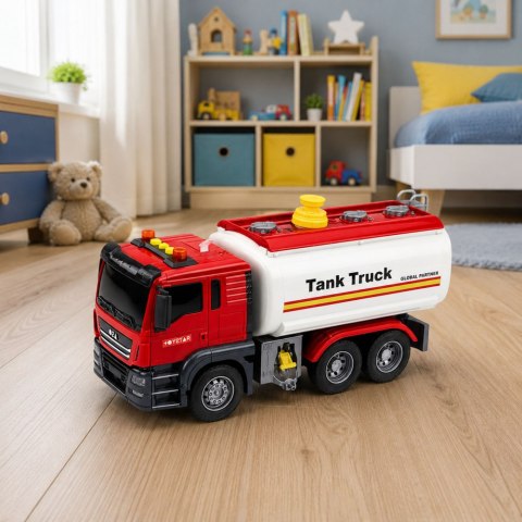 LEAN Toys Ciężarówka Cysterna System Wodny Lanie Wody Z Węża Światła Dźwięki Czerwona