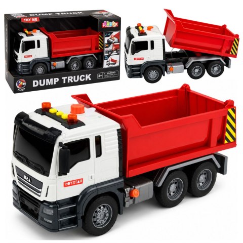 LEAN Toys Ciężarówka Wywrotka Podnoszona Skrzynia Otwierana Światła Dźwięki Czerwona