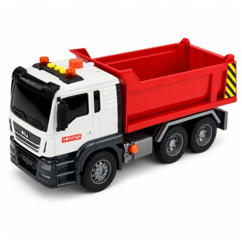 LEAN Toys Ciężarówka Wywrotka Podnoszona Skrzynia Otwierana Światła Dźwięki Czerwona
